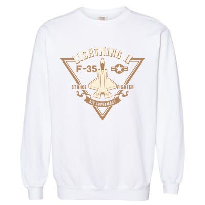 F35 Lightning Ii Jet Fighter Military Aircraft Design Garment-Dyed Sweatshirt