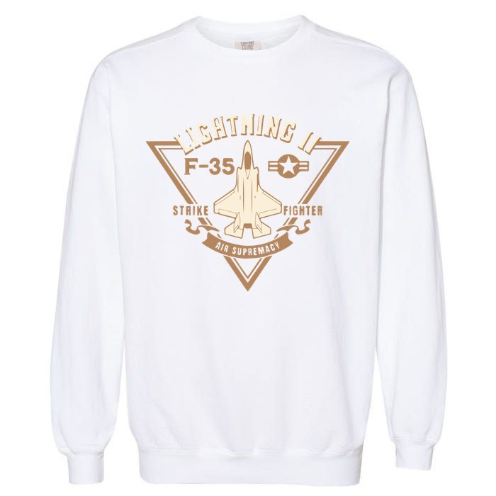 F35 Lightning Ii Jet Fighter Military Aircraft Design Garment-Dyed Sweatshirt