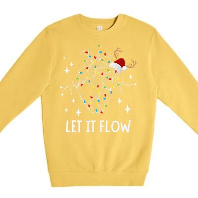 Funny Let It Flow Anatomy Heart Cardiac Nurse Santa Hat Xmas Premium Crewneck Sweatshirt