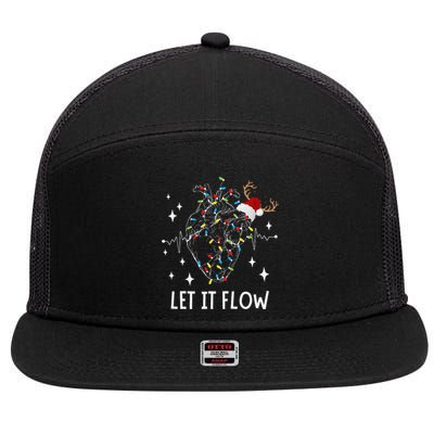 Funny Let It Flow Anatomy Heart Cardiac Nurse Santa Hat Xmas 7 Panel Mesh Trucker Snapback Hat