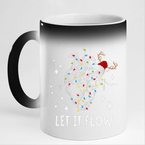 Funny Let It Flow Anatomy Heart Cardiac Nurse Santa Hat Xmas 11oz Black Color Changing Mug