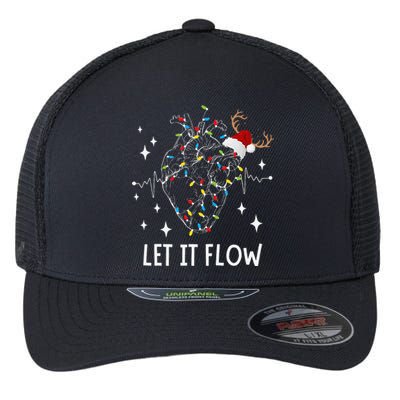 Funny Let It Flow Anatomy Heart Cardiac Nurse Santa Hat Xmas Flexfit Unipanel Trucker Cap