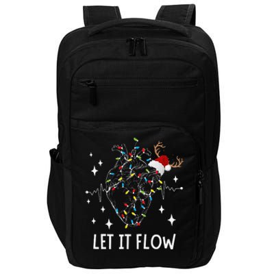 Funny Let It Flow Anatomy Heart Cardiac Nurse Santa Hat Xmas Impact Tech Backpack