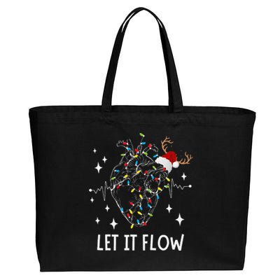 Funny Let It Flow Anatomy Heart Cardiac Nurse Santa Hat Xmas Cotton Canvas Jumbo Tote