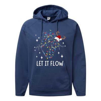 Funny Let It Flow Anatomy Heart Cardiac Nurse Santa Hat Xmas Performance Fleece Hoodie