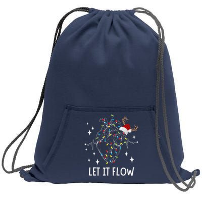 Funny Let It Flow Anatomy Heart Cardiac Nurse Santa Hat Xmas Sweatshirt Cinch Pack Bag