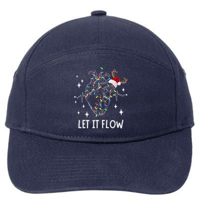 Funny Let It Flow Anatomy Heart Cardiac Nurse Santa Hat Xmas 7-Panel Snapback Hat