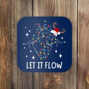 Funny Let It Flow Anatomy Heart Cardiac Nurse Santa Hat Xmas Coaster