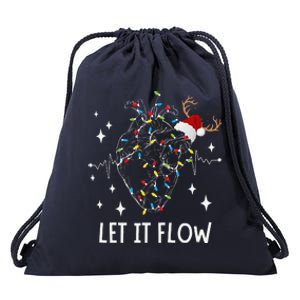 Funny Let It Flow Anatomy Heart Cardiac Nurse Santa Hat Xmas Drawstring Bag