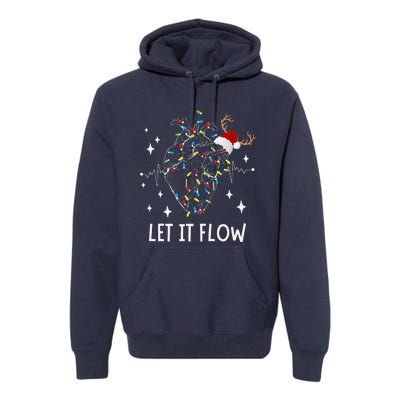 Funny Let It Flow Anatomy Heart Cardiac Nurse Santa Hat Xmas Premium Hoodie