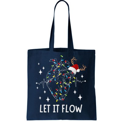 Funny Let It Flow Anatomy Heart Cardiac Nurse Santa Hat Xmas Tote Bag