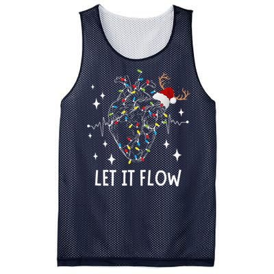 Funny Let It Flow Anatomy Heart Cardiac Nurse Santa Hat Xmas Mesh Reversible Basketball Jersey Tank