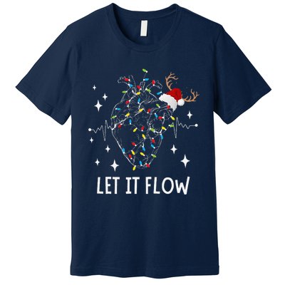 Funny Let It Flow Anatomy Heart Cardiac Nurse Santa Hat Xmas Premium T-Shirt