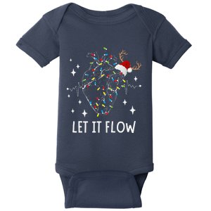 Funny Let It Flow Anatomy Heart Cardiac Nurse Santa Hat Xmas Baby Bodysuit