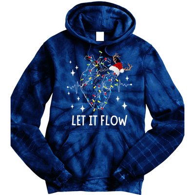 Funny Let It Flow Anatomy Heart Cardiac Nurse Santa Hat Xmas Tie Dye Hoodie