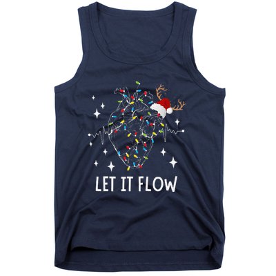 Funny Let It Flow Anatomy Heart Cardiac Nurse Santa Hat Xmas Tank Top