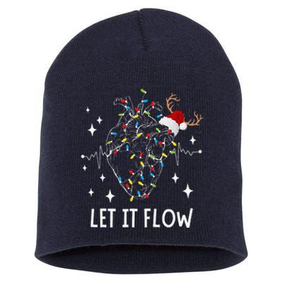 Funny Let It Flow Anatomy Heart Cardiac Nurse Santa Hat Xmas Short Acrylic Beanie