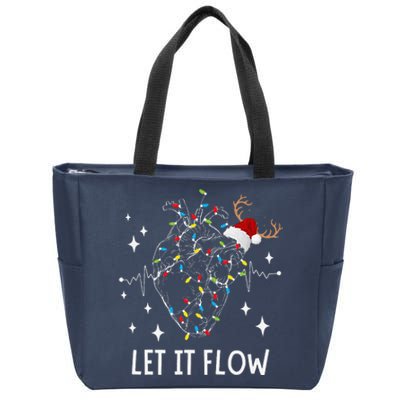 Funny Let It Flow Anatomy Heart Cardiac Nurse Santa Hat Xmas Zip Tote Bag