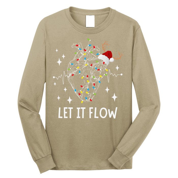 Funny Let It Flow Anatomy Heart Cardiac Nurse Santa Hat Xmas Long Sleeve Shirt