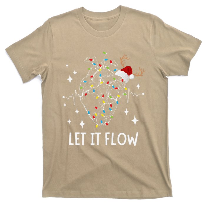 Funny Let It Flow Anatomy Heart Cardiac Nurse Santa Hat Xmas T-Shirt