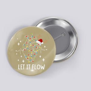 Funny Let It Flow Anatomy Heart Cardiac Nurse Santa Hat Xmas Button