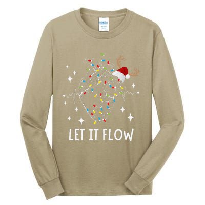 Funny Let It Flow Anatomy Heart Cardiac Nurse Santa Hat Xmas Tall Long Sleeve T-Shirt