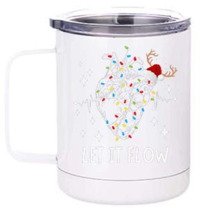 Funny Let It Flow Anatomy Heart Cardiac Nurse Santa Hat Xmas 12 oz Stainless Steel Tumbler Cup