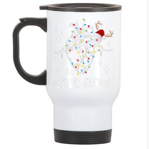 Funny Let It Flow Anatomy Heart Cardiac Nurse Santa Hat Xmas Stainless Steel Travel Mug