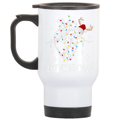 Funny Let It Flow Anatomy Heart Cardiac Nurse Santa Hat Xmas Stainless Steel Travel Mug