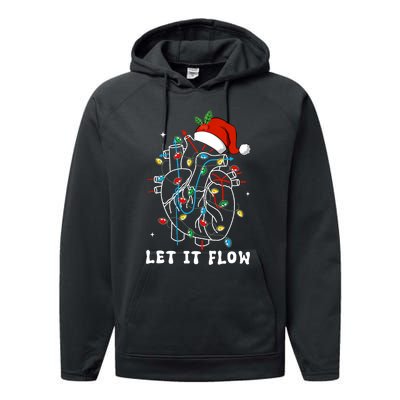 Funny Let It Flow Anatomy Heart Cardiac Nurse Santa Hat Xmas Performance Fleece Hoodie