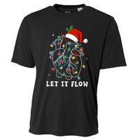 Funny Let It Flow Anatomy Heart Cardiac Nurse Santa Hat Xmas Cooling Performance Crew T-Shirt