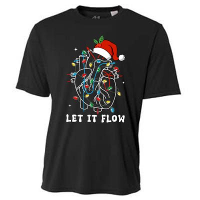 Funny Let It Flow Anatomy Heart Cardiac Nurse Santa Hat Xmas Cooling Performance Crew T-Shirt