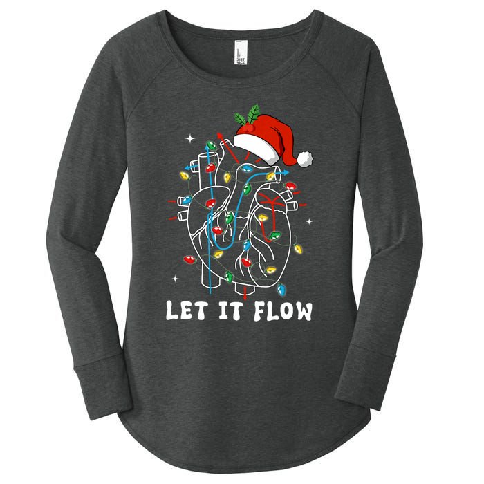 Funny Let It Flow Anatomy Heart Cardiac Nurse Santa Hat Xmas Women's Perfect Tri Tunic Long Sleeve Shirt