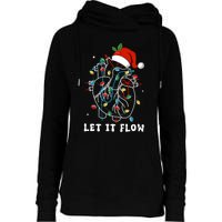 Funny Let It Flow Anatomy Heart Cardiac Nurse Santa Hat Xmas Womens Funnel Neck Pullover Hood