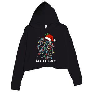 Funny Let It Flow Anatomy Heart Cardiac Nurse Santa Hat Xmas Crop Fleece Hoodie