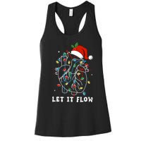 Funny Let It Flow Anatomy Heart Cardiac Nurse Santa Hat Xmas Women's Racerback Tank