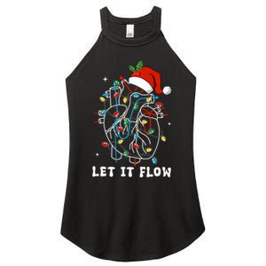 Funny Let It Flow Anatomy Heart Cardiac Nurse Santa Hat Xmas Women's Perfect Tri Rocker Tank