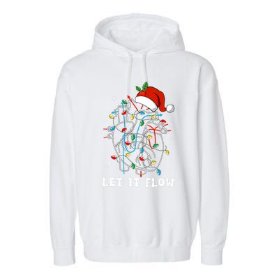 Funny Let It Flow Anatomy Heart Cardiac Nurse Santa Hat Xmas Garment-Dyed Fleece Hoodie