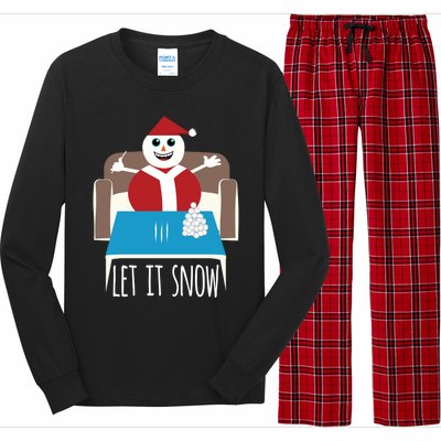 Funny Let It Snow Snow Removed Ban Drug Reference Xmas Gift Long Sleeve Pajama Set