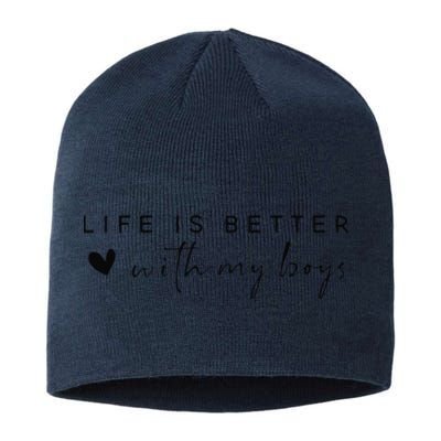 Funny Life Is Better With My Boyss Mom Of Boyss Sustainable Beanie