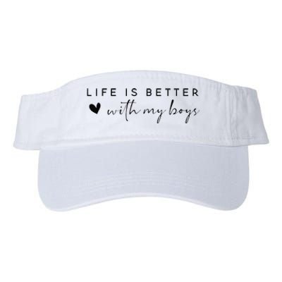 Funny Life Is Better With My Boyss Mom Of Boyss Valucap Bio-Washed Visor