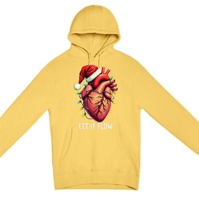 Funny Let It Flow Anatomy Heart Cardiac Nurse Santa Hat Xmas Premium Pullover Hoodie