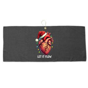 Funny Let It Flow Anatomy Heart Cardiac Nurse Santa Hat Xmas Large Microfiber Waffle Golf Towel