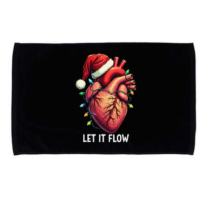 Funny Let It Flow Anatomy Heart Cardiac Nurse Santa Hat Xmas Microfiber Hand Towel