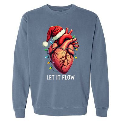 Funny Let It Flow Anatomy Heart Cardiac Nurse Santa Hat Xmas Garment-Dyed Sweatshirt