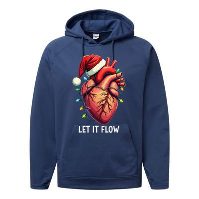 Funny Let It Flow Anatomy Heart Cardiac Nurse Santa Hat Xmas Performance Fleece Hoodie