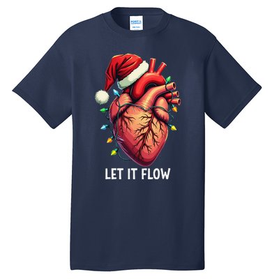 Funny Let It Flow Anatomy Heart Cardiac Nurse Santa Hat Xmas Tall T-Shirt