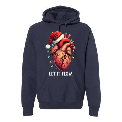 Funny Let It Flow Anatomy Heart Cardiac Nurse Santa Hat Xmas Premium Hoodie