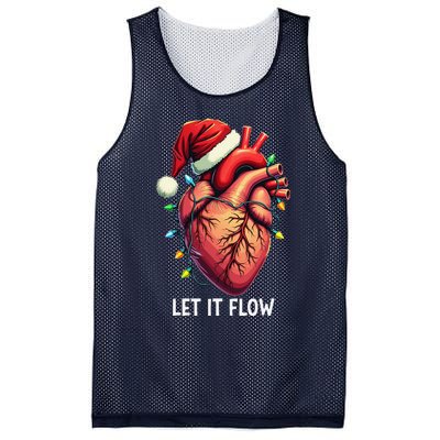 Funny Let It Flow Anatomy Heart Cardiac Nurse Santa Hat Xmas Mesh Reversible Basketball Jersey Tank