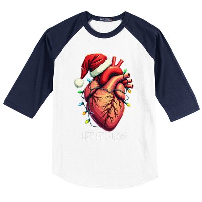 Funny Let It Flow Anatomy Heart Cardiac Nurse Santa Hat Xmas Baseball Sleeve Shirt